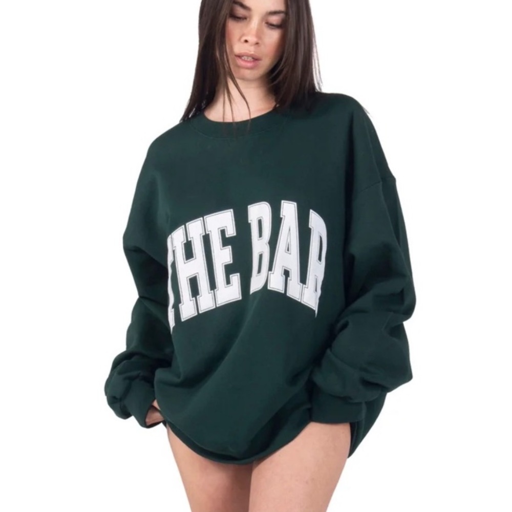 THE BAR VARSITY SWEATSHIRT HUNTER GREEN SIZE M